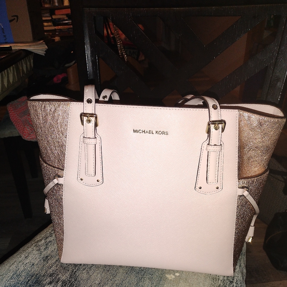 Beautiful pink and rose gold MK tote